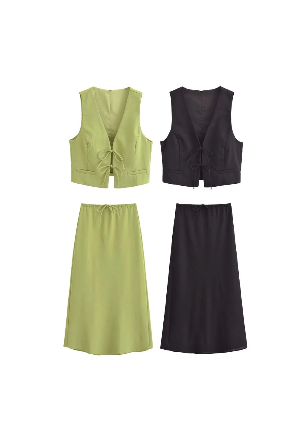 ‘Varvara’ Tie-Waist Vest & Casual Skirt Suit (Sold Separately)